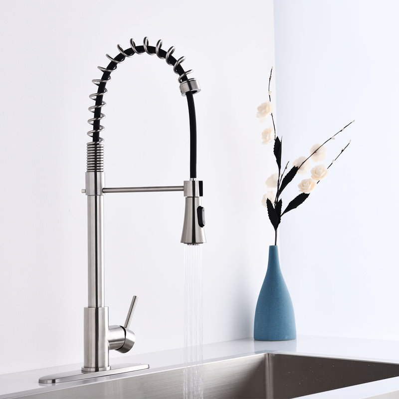 RENIST Spring Pull Down Kitchen Faucet, Brushed Nickel