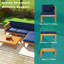 Ensemble de conversation modulaire 5 pièces pour patio en bois d'acacia, finition naturelle avec coussins résistants à l'eau, ensemble de conversation modulaire pour l'extérieur, bleu-44929741