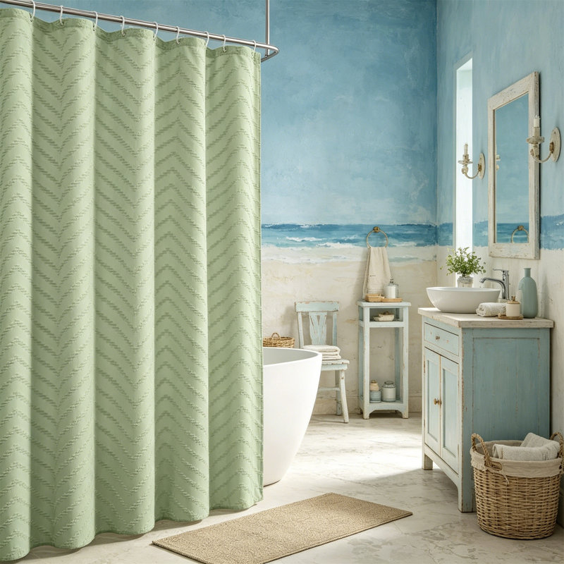 Rideau de douche Boho Modern Farmhouse, Vert