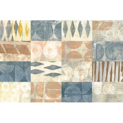 Neutral Blocks 1 Piece Wrapped Canvas Wall Art