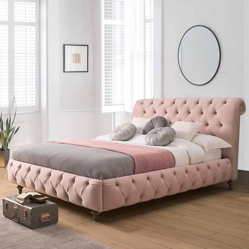 Upholstered Bed, Single (3'), Grey Linoso