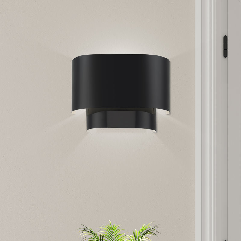 1 Light Brushed Nickel ADA Sconce With Brushed Nickel Metal Shade With Shiny White Inside, Shiny Black