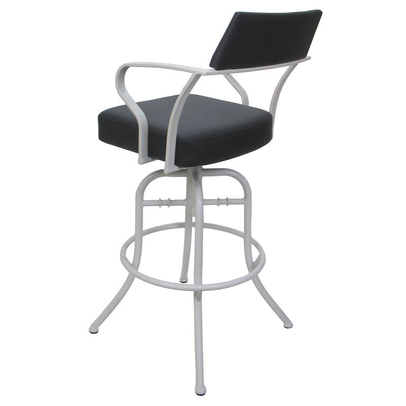 Tabouret de comptoir pivotant 26 po Chiyomi, Vinyle - Siège gris / blanc