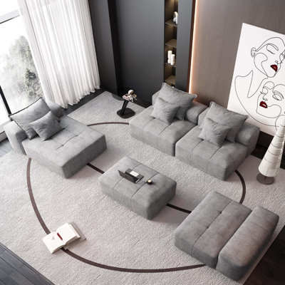 Canapé modulaire moderne capitonné avec 6 coussins