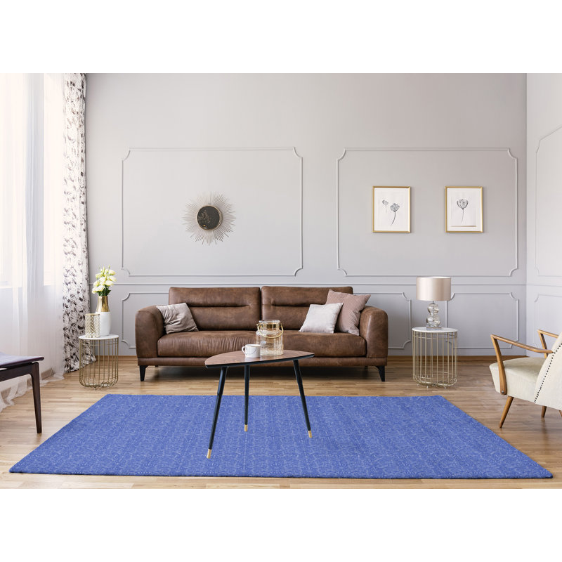 Tapis bleu ardoise de couleur moyenne de troisième oeil, Rectangle 8 pi x 10 pi