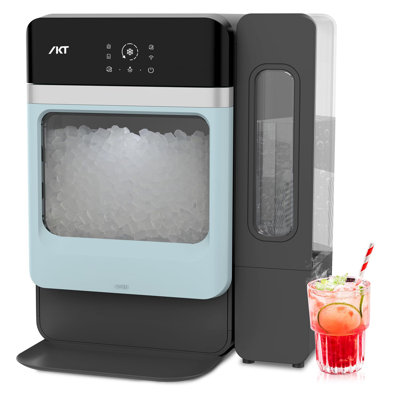 Ikt Countertop Nugget Ice Maker With Side Water Tank Self-cleaning Led Light Ice Scoop 44 Lbs Daily Capacity Green