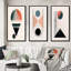 Visionary Retro Moon Geometric Minimalism - Transitional Art Set Of 3 Pieces-673264182-673264180