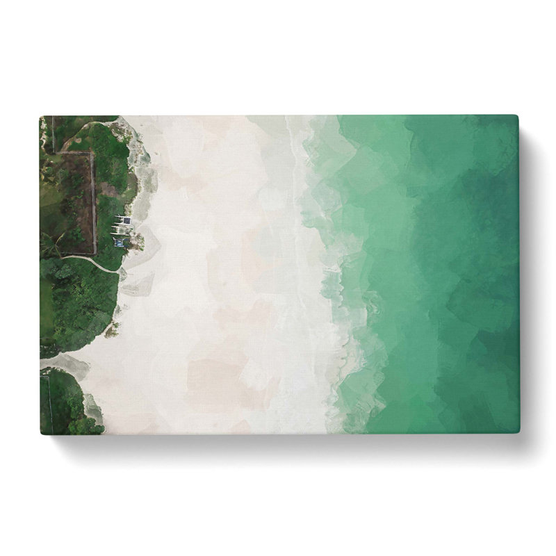 The Green Kalama Beach In Hawaii In Abstract - Wrapped Canvas Painting, 60cm H x 91cm W x 3cm D