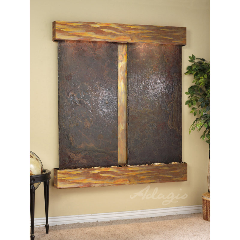 Cottonwood Falls Fountain with Light, Stainless Steel, Square, Rajah (multi-color)