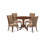 5 Piece Dining Room Table Set Includes a Round Kitchen Table with Dropleaf and 4 Light Sable Linen Fabric Parson Dining Chairs, Mahogany-1283685268