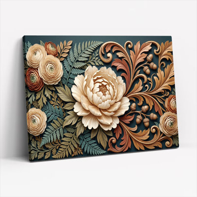 Art mural sur toile Gallery Wrap pour le salon, la chambre à coucher, le bureau ou le vestibule - Décoration murale décorative avec relief floral