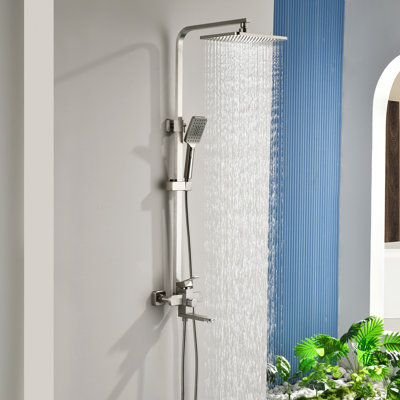 Système de douche mural complet à 3 fonctions avec douche à main et robinet de baignoire