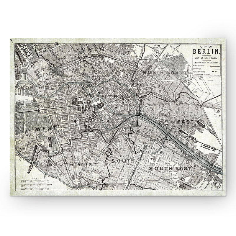 « berlin sketch map i », reproduction d’impression sur toile tendue, H 16 po x l 20 po x P 1,5 po