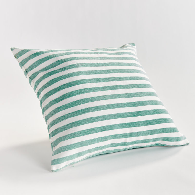 Striped Indoor/Outdoor Reversible Throw Pillow, Seafoam, Square 24"