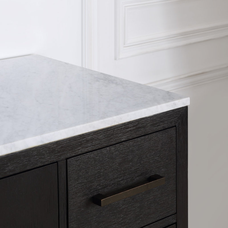 Alsup 42'' Single Bathroom Vanity with Quartz Top, Dark Weathered Oak