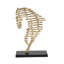 Tête de cheval abstraite en aluminium sur piédestal 9 po x 4 po x 14 po noir / or