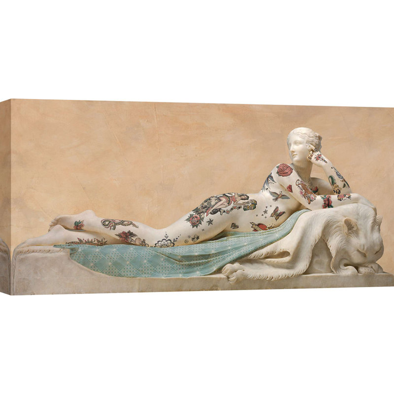 Tattooed Naiad 1 Piece Wrapped Canvas Wall Art, 35cm H x 70cm W x 4cm D