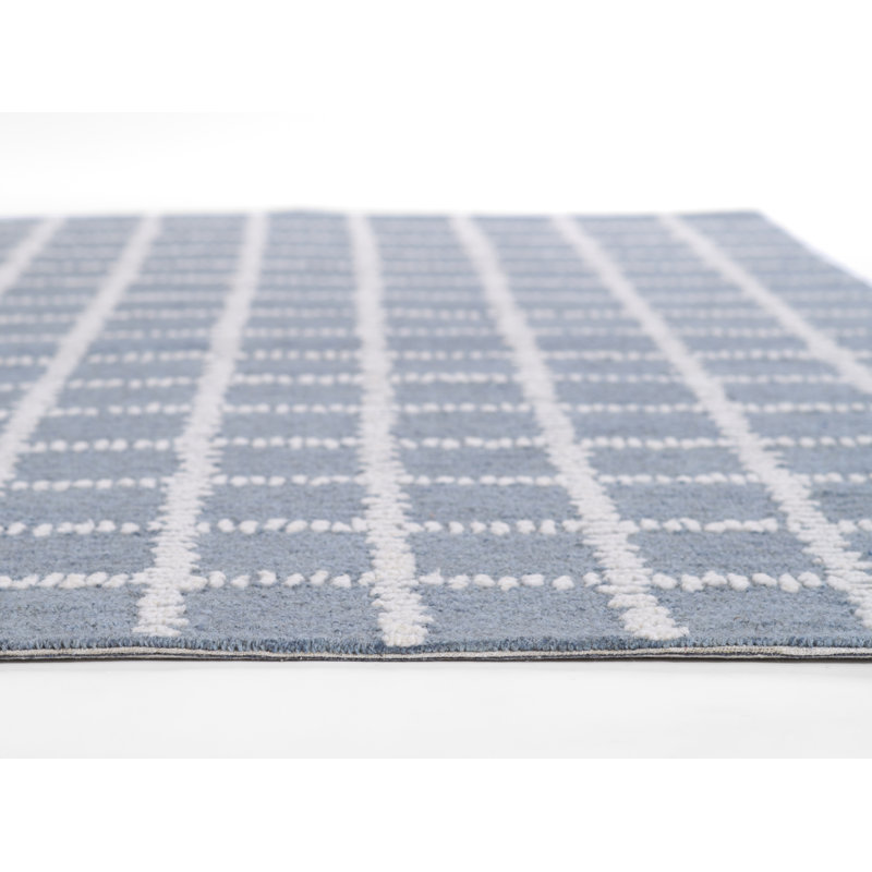 Lanora Hand Tufted Blue Wool Geometric 8' x 10' Rug