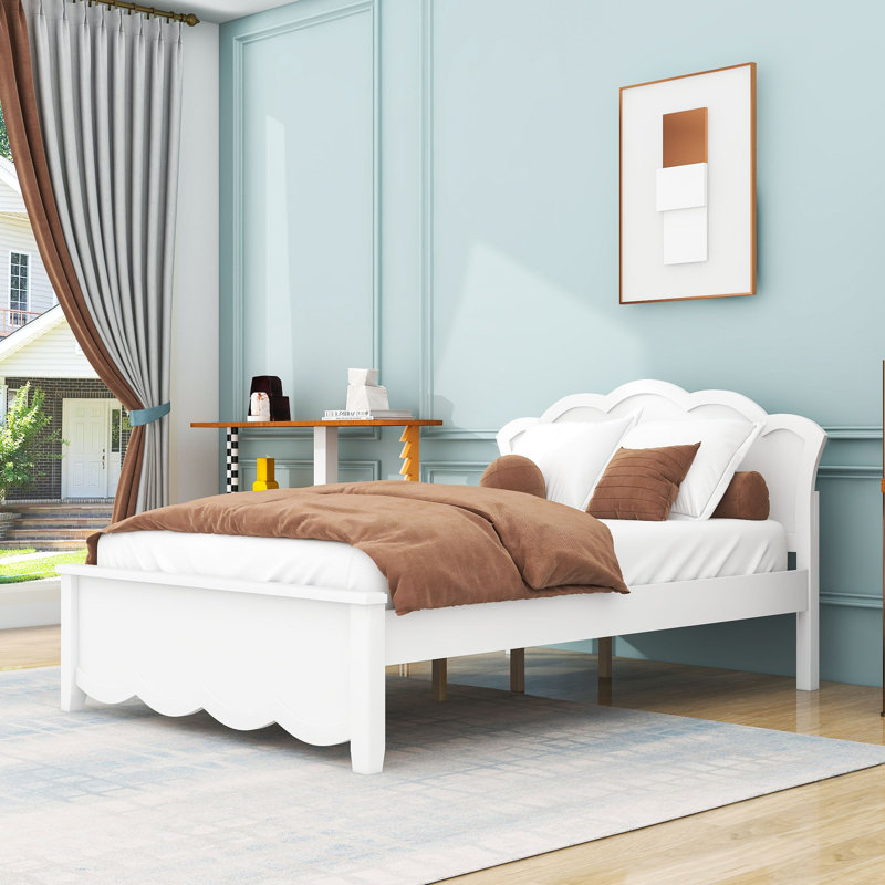 Lit plateforme en bois avec tête de lit, Full