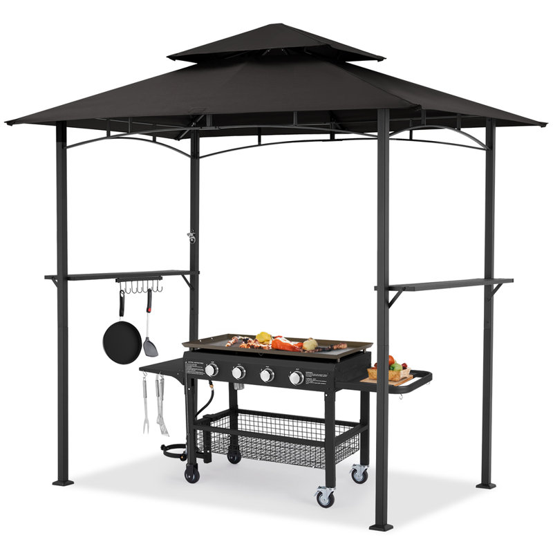 Pavillon de jardin d'extérieur 8 x 5 pi avec 2 niveaux, Noir, noir, noir, noir