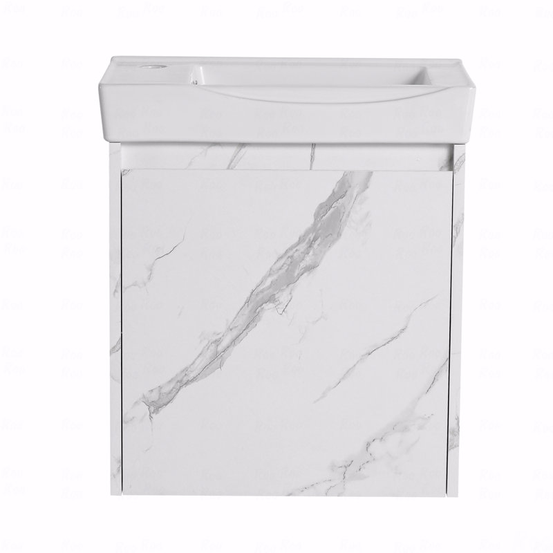 Meuble-lavabo mural 20 po avec lavabo en céramique, armoire de rangement avec portes