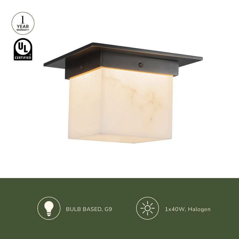Mineral 8-in Brass Flush Mount, Opal Glass, Oil Rubbed Bronze