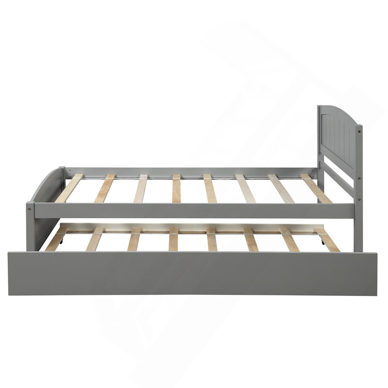 Lit plateforme simple avec lit gigogne, Gris