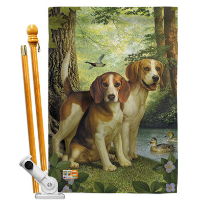 Ensemble de drapeaux en polyester 40 x 28 po Opia Beagles And Duck