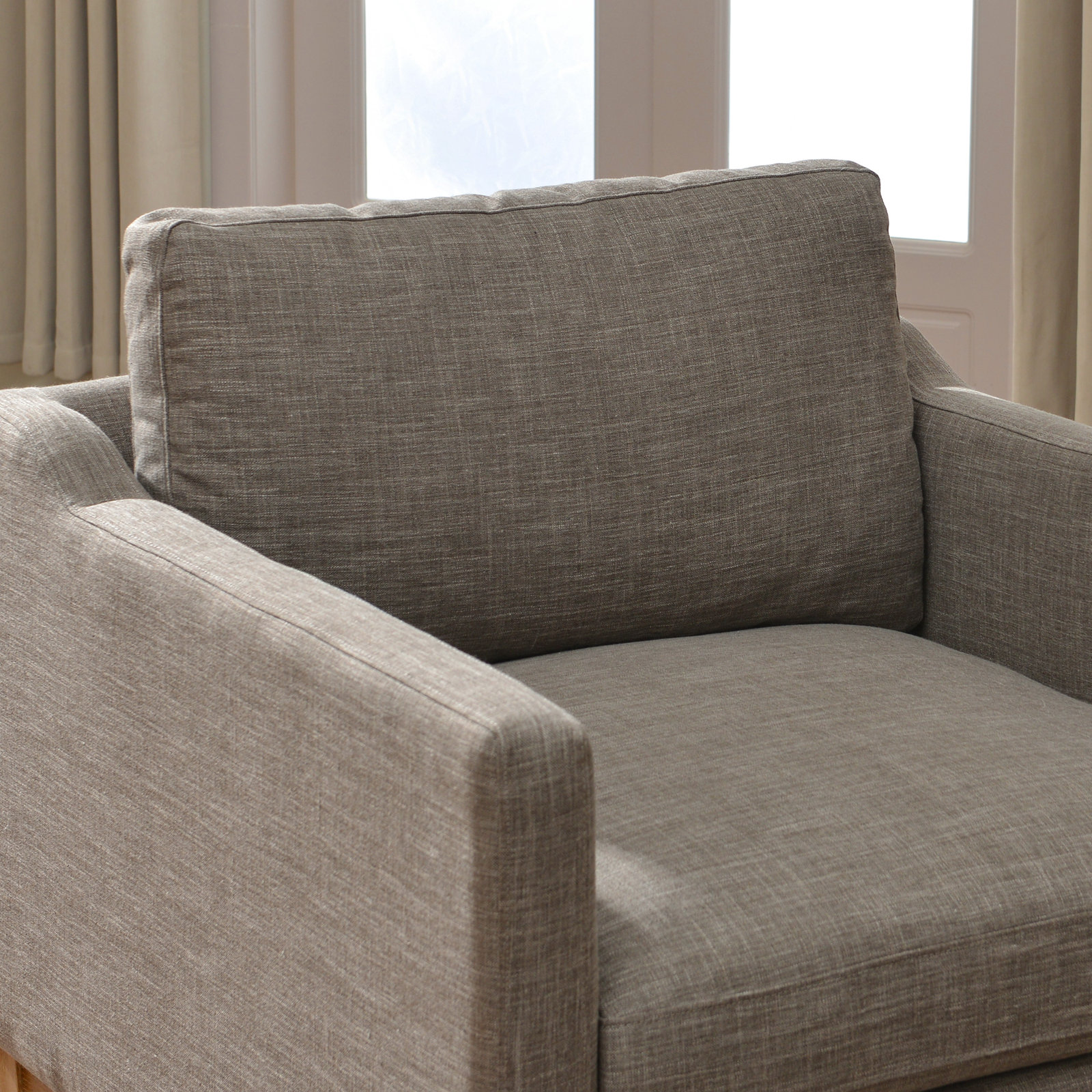 Cami Upholstered Armchair, Smoke Linen Blend