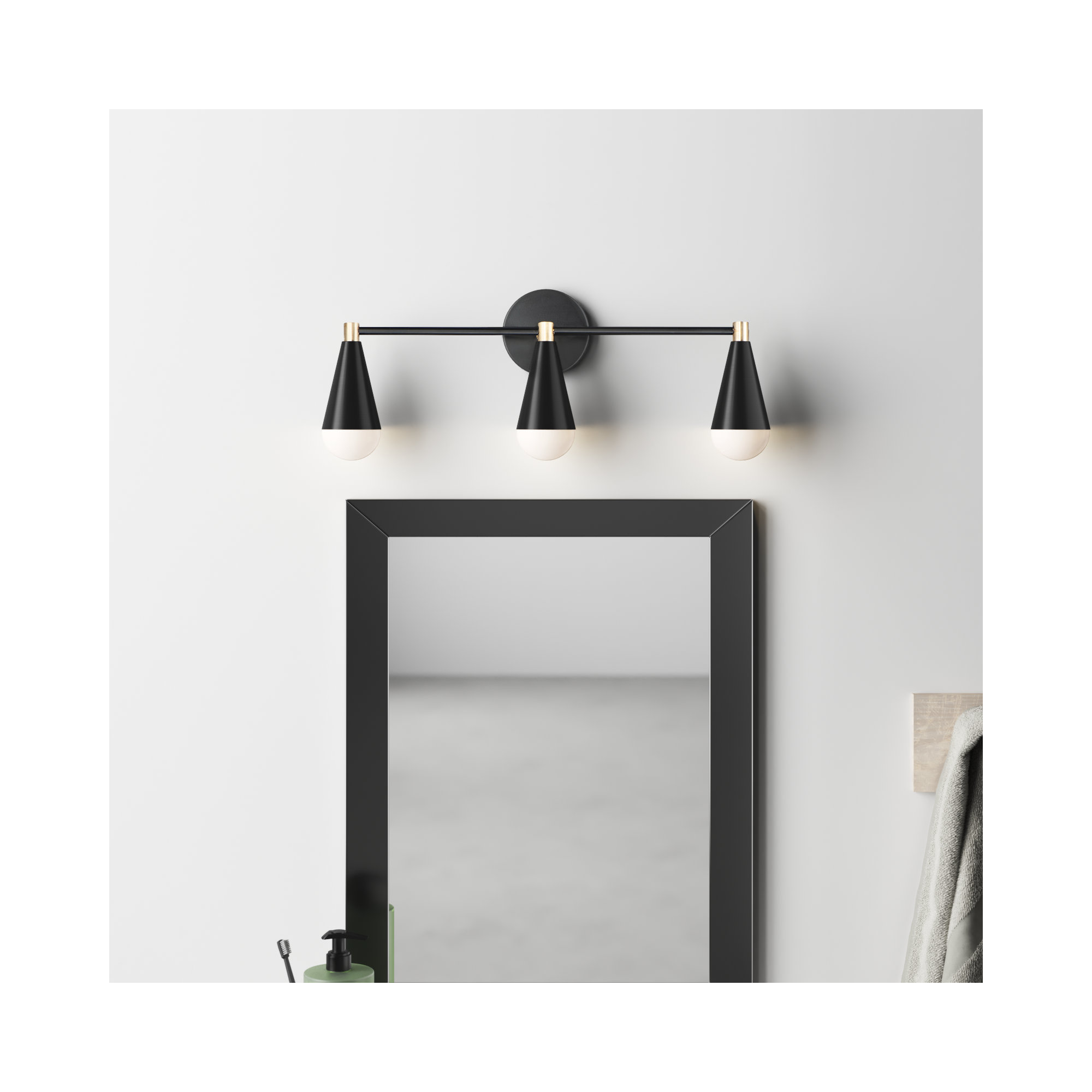 Akio 3 Light Dimmable Vanity Light, No