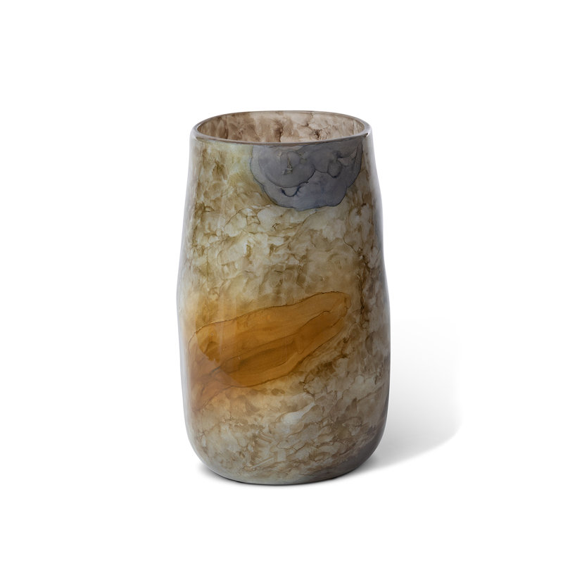 Handblown Yellow and Gray Recycled Glass Decorative Vase