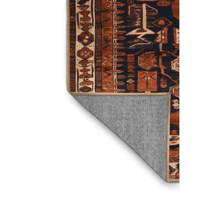 Machine Washable Persian Brown Area Rug, Round 6'