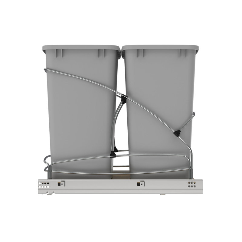 Gray Double 35 Quart Pull-Out Plastic Waste Bin