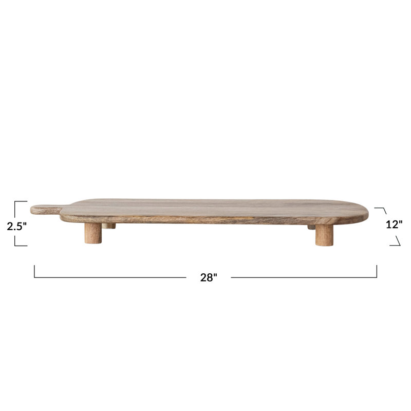 Mango Wood Footed Cheese/Serving Board With Handle
