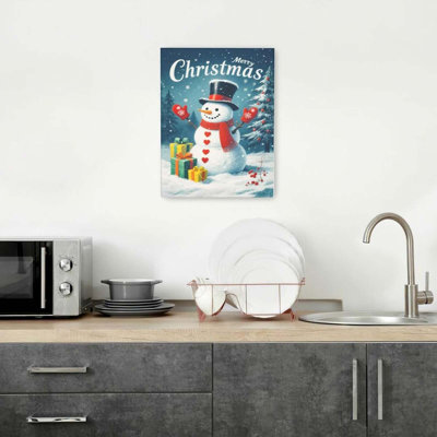 Merry Christmas Snowman Wall Art 30x40cm