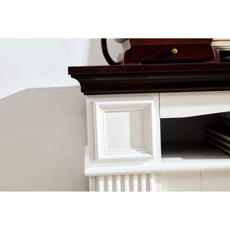 Console de foyer électrique avec tiroirs - cerisier / blanc
