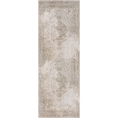 Gaeli Machine Washable Medallion Brown Area Rug