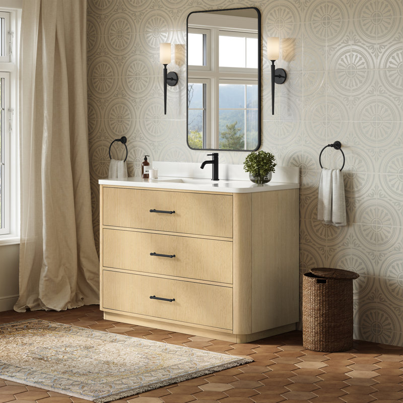 Ensemble de meuble-lavabo simple 48 po Francesca, Beige, Noir mat