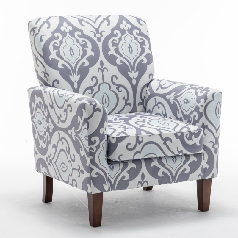 Zona Upholstered Armchair, Light Gray Polyester