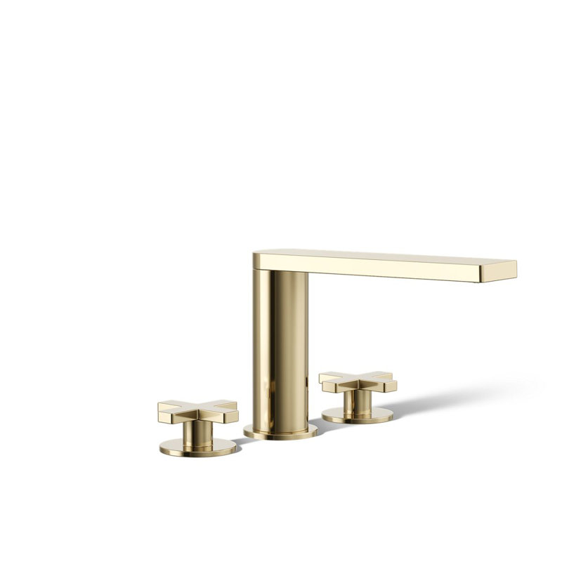 Composed Deck-Mount Bath Faucet With Cross Handles, Vibrant French Gold