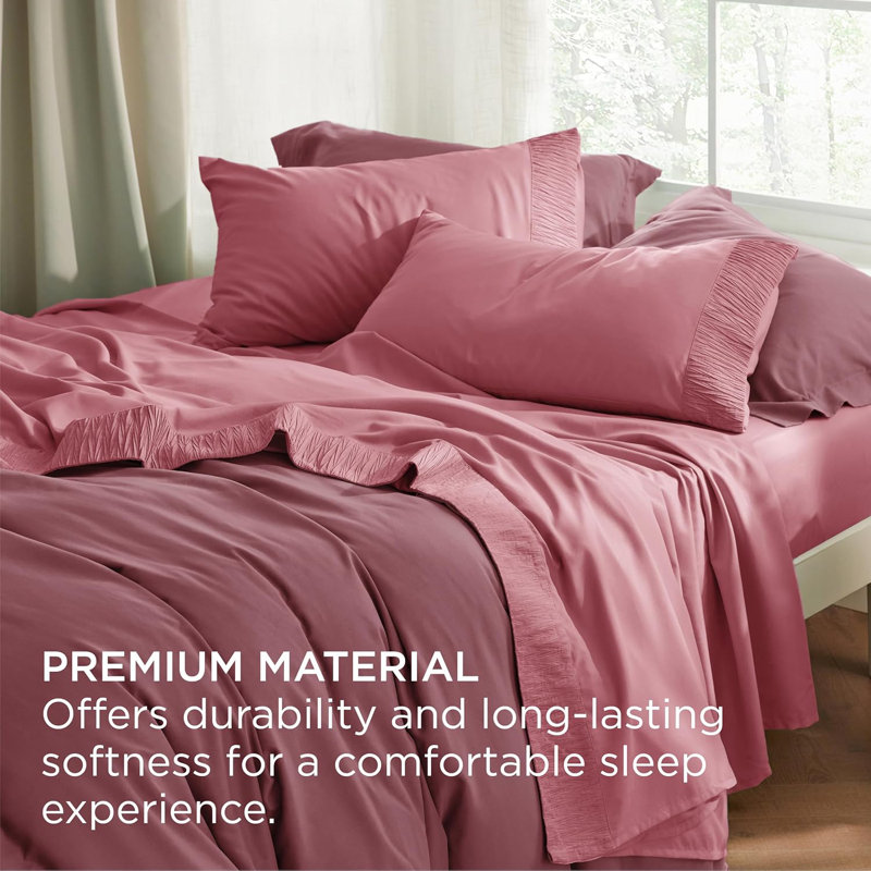 Bedsure Polyester Microfiber Sheet Set Hotel Luxury Sheets, Easy Care Cooling Bed Sheet Set 84GSM(80" x 95")GentleSoft™️