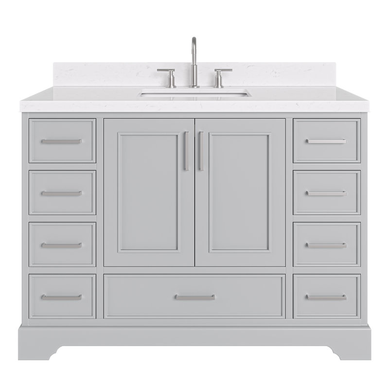 48.25'' Single Bathroom Vanity with Carrara Quartz Top, Gray