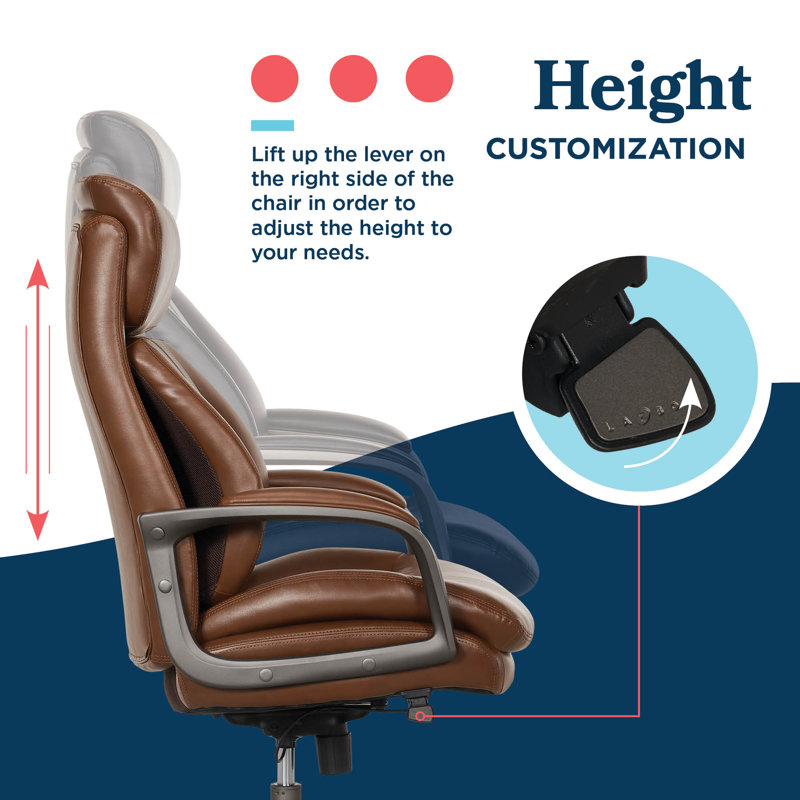 La-Z-Boy® Nova Executive Office Chair, Patented AIR Ergonomic Support Technology®, High-Back Premium Comfort & Support, Vegan PU Leather