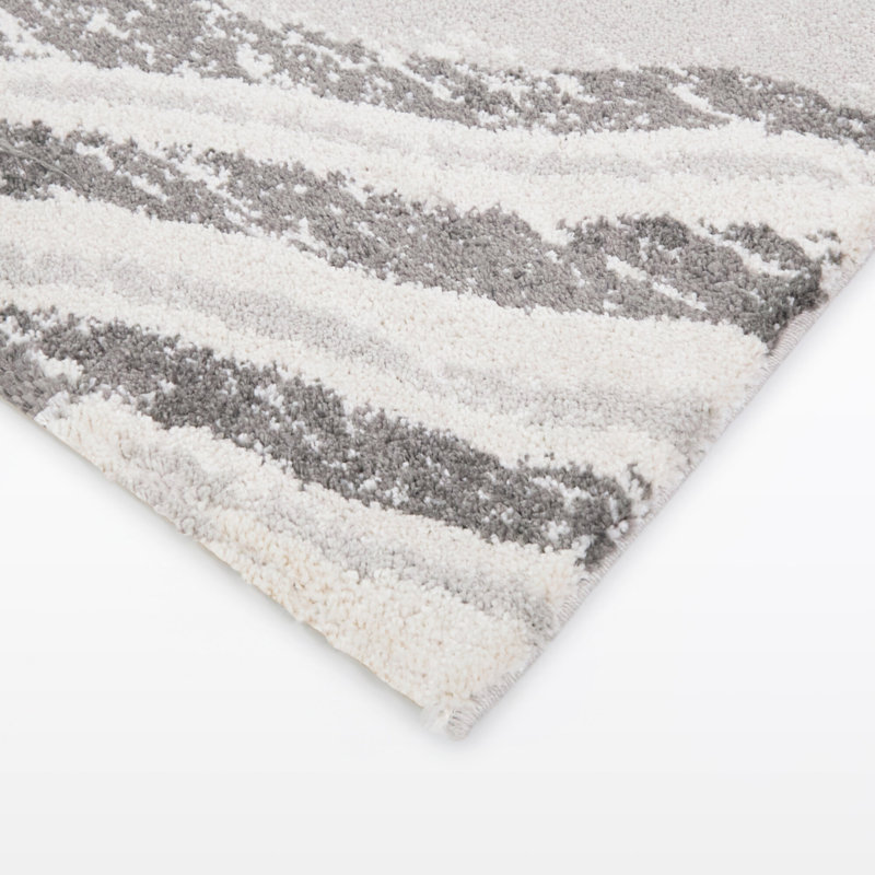 Hagedorn Grey/Cream Contemporary Abstract Area Rug, Rectangle 5'3" x 7'