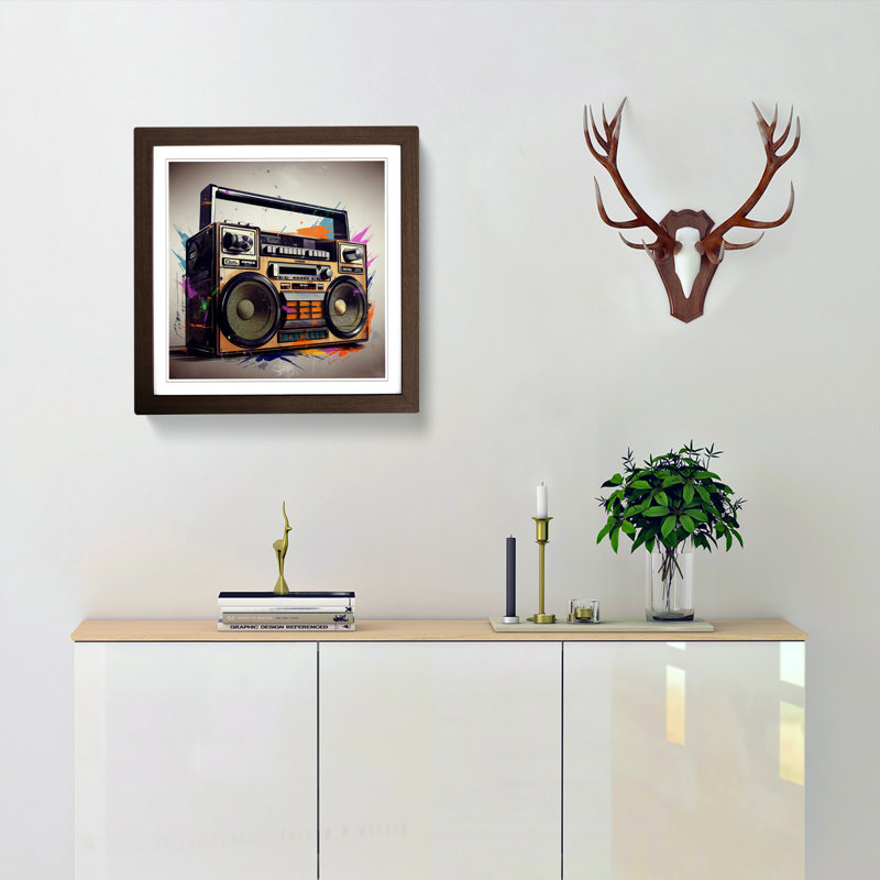 Boombox Digital Art - Framed Print, Walnut