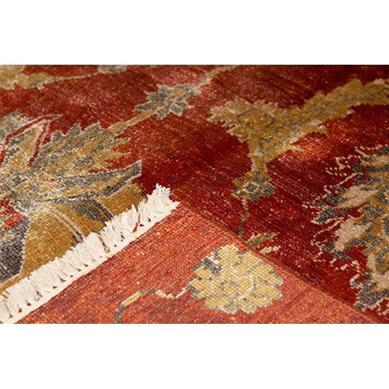 Floral Area Rug in Rust/Yellow