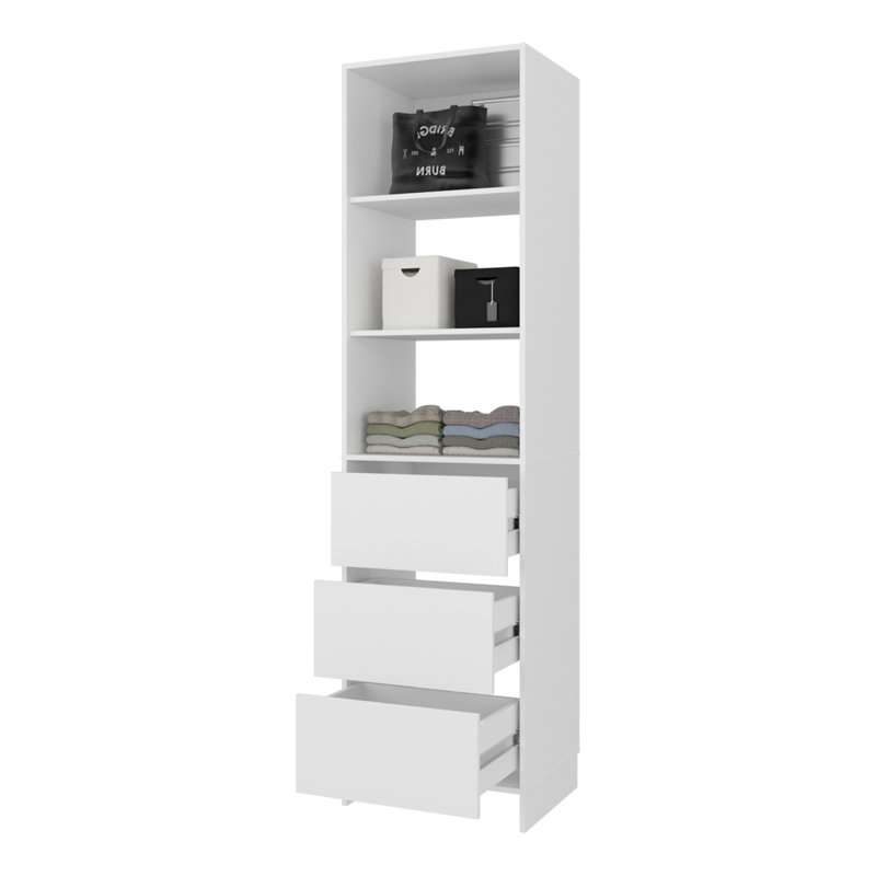 Placard Erie, 3 tiroirs, 3 tablettes, blanc