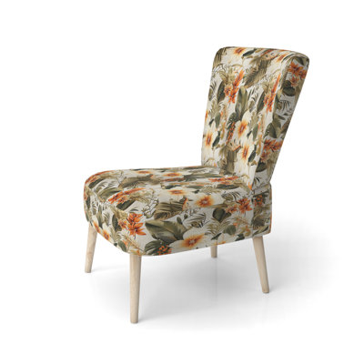 Tropical Greens Warm Earth Tones - Chaise d'appoint rembourrée côtière, chaise d'appoint verte