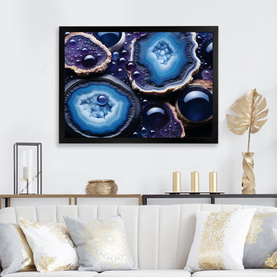 «Blue Stone Geode Volcano», art mural pierre géode
