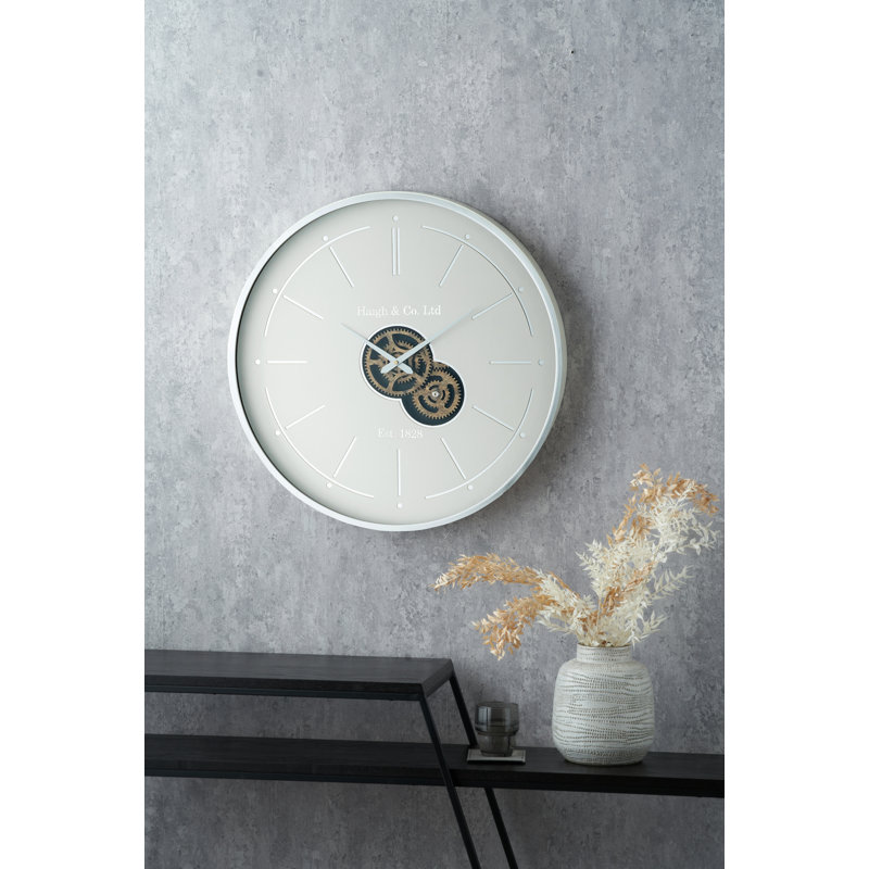 Wood Wall Clock, Silver/Cream